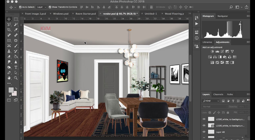 Room rendering process using Adobe Photoshop