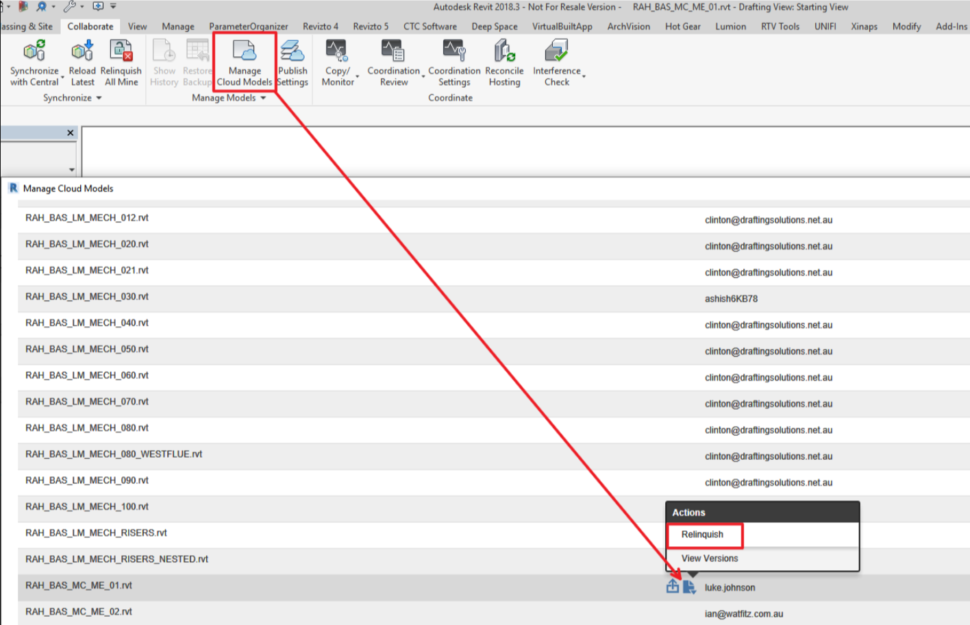 How to force relinquish in BIM 360?