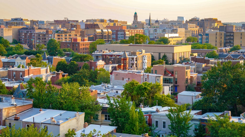 Skyline of a town with affordable houses