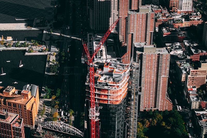 Skyscraper under construction aerial