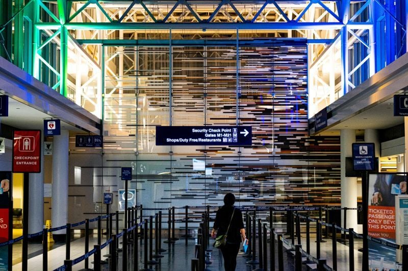 Steel frame airport terminal structure by R W Arnstong