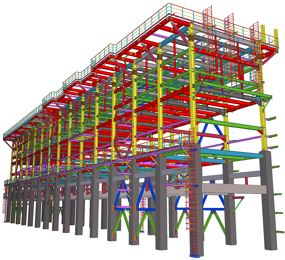Steel structure BIM model made using Tekla