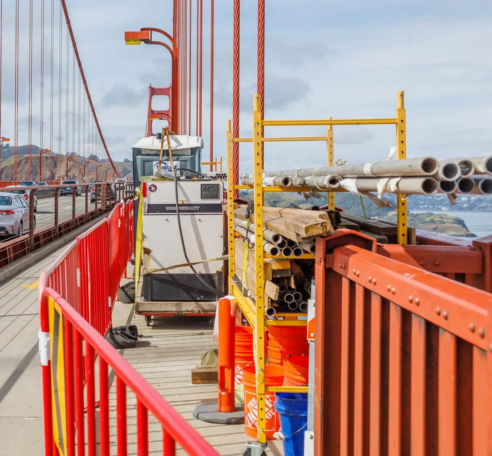 Structural repair work on bridge walkway