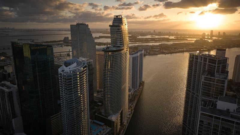 Sunset over Miami cityscape
