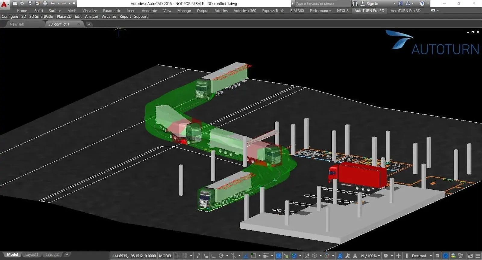 Swept path analysis in AutoCAD