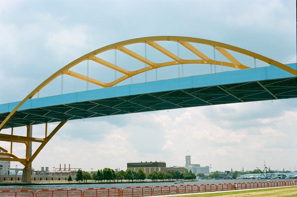The new modern Hoan Bridge after renovations