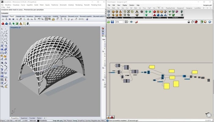 The user interface of Grasshopper software