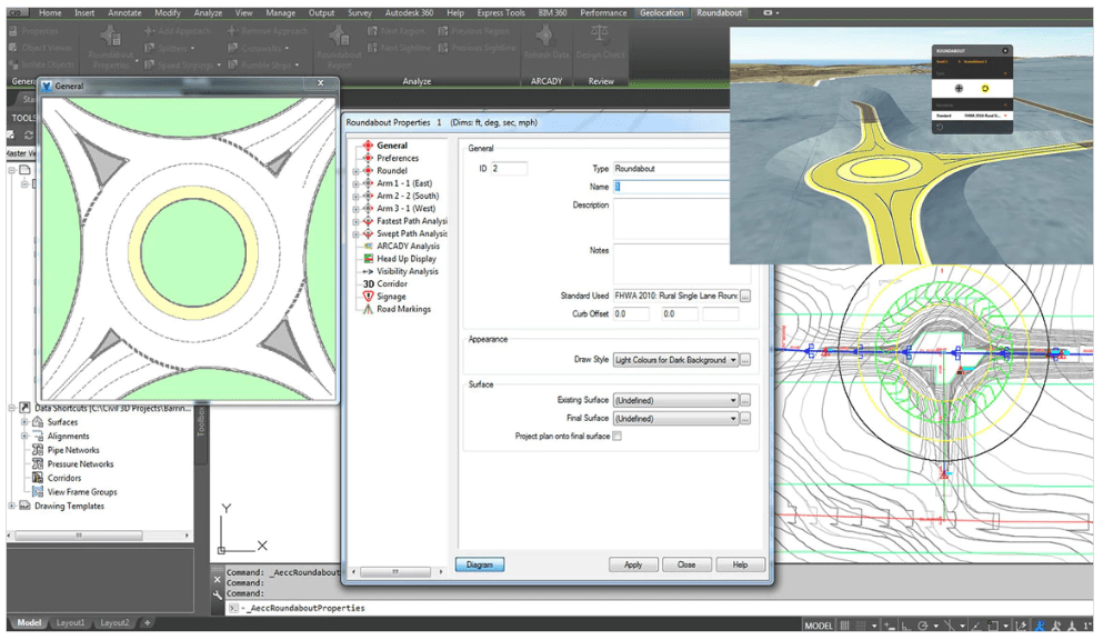 Transport engineering software user interface