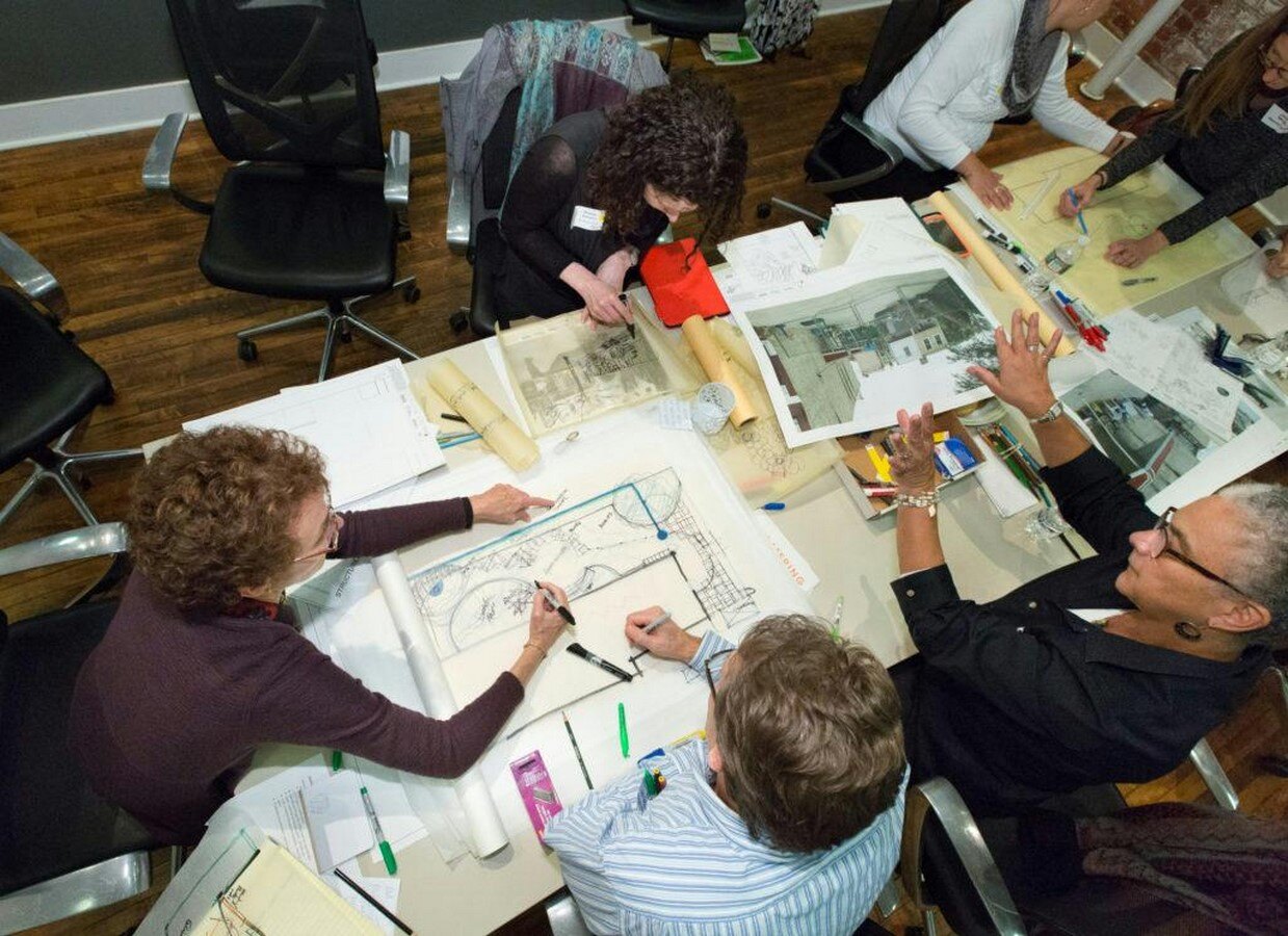 Urban designers working on a project