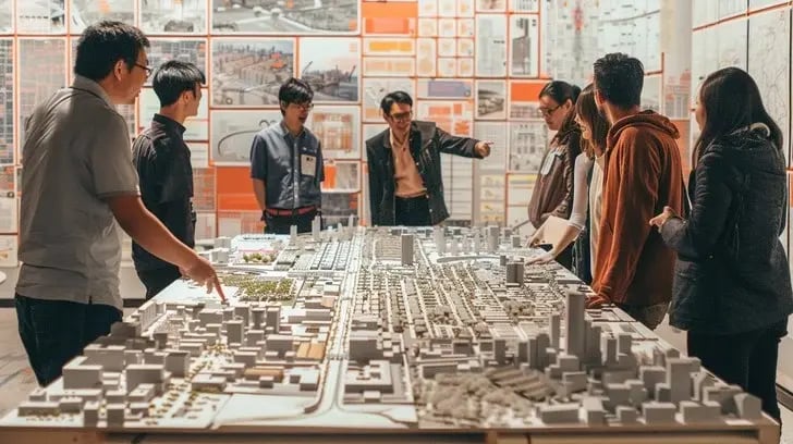 Urban planner designing a city