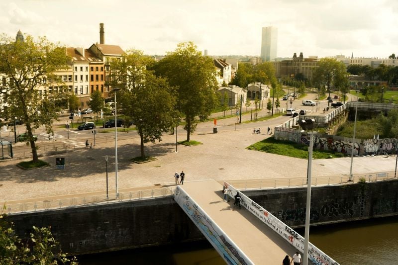 Urban riverside park built by Affinis Corp
