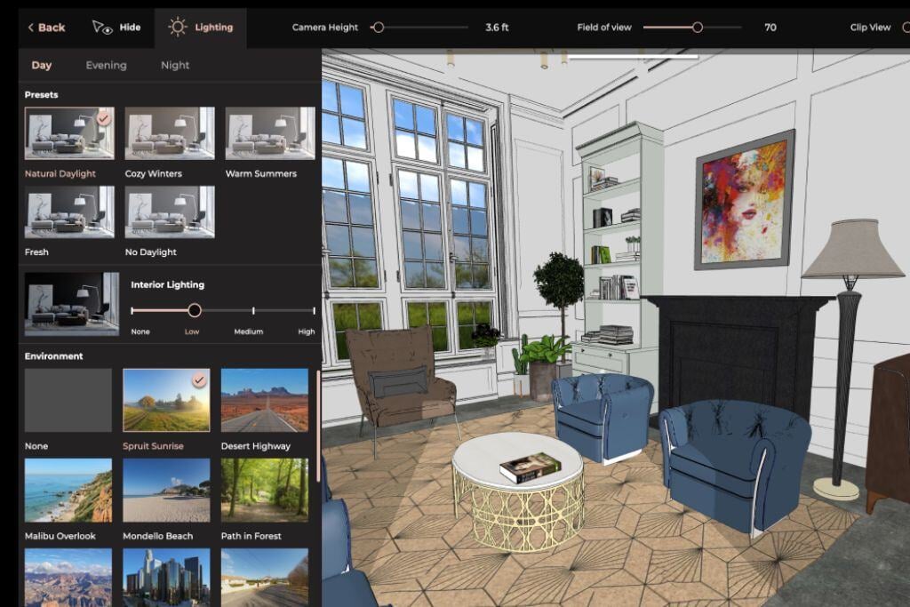 View of a project on an interior design tool