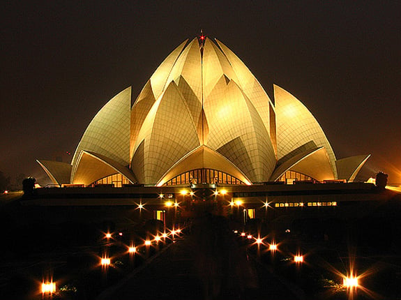 Lotus Temple in the evening, in New Delhi, India