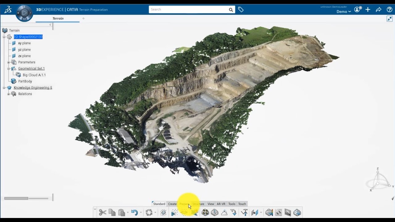 A detailed model of a terrain site in a software’s workspace