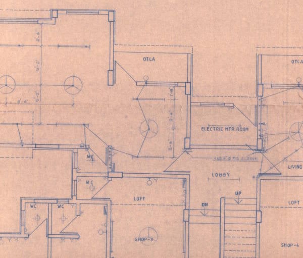 A manually drawn architectural plan