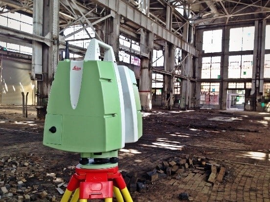 A 3D laser scanner in a construction site