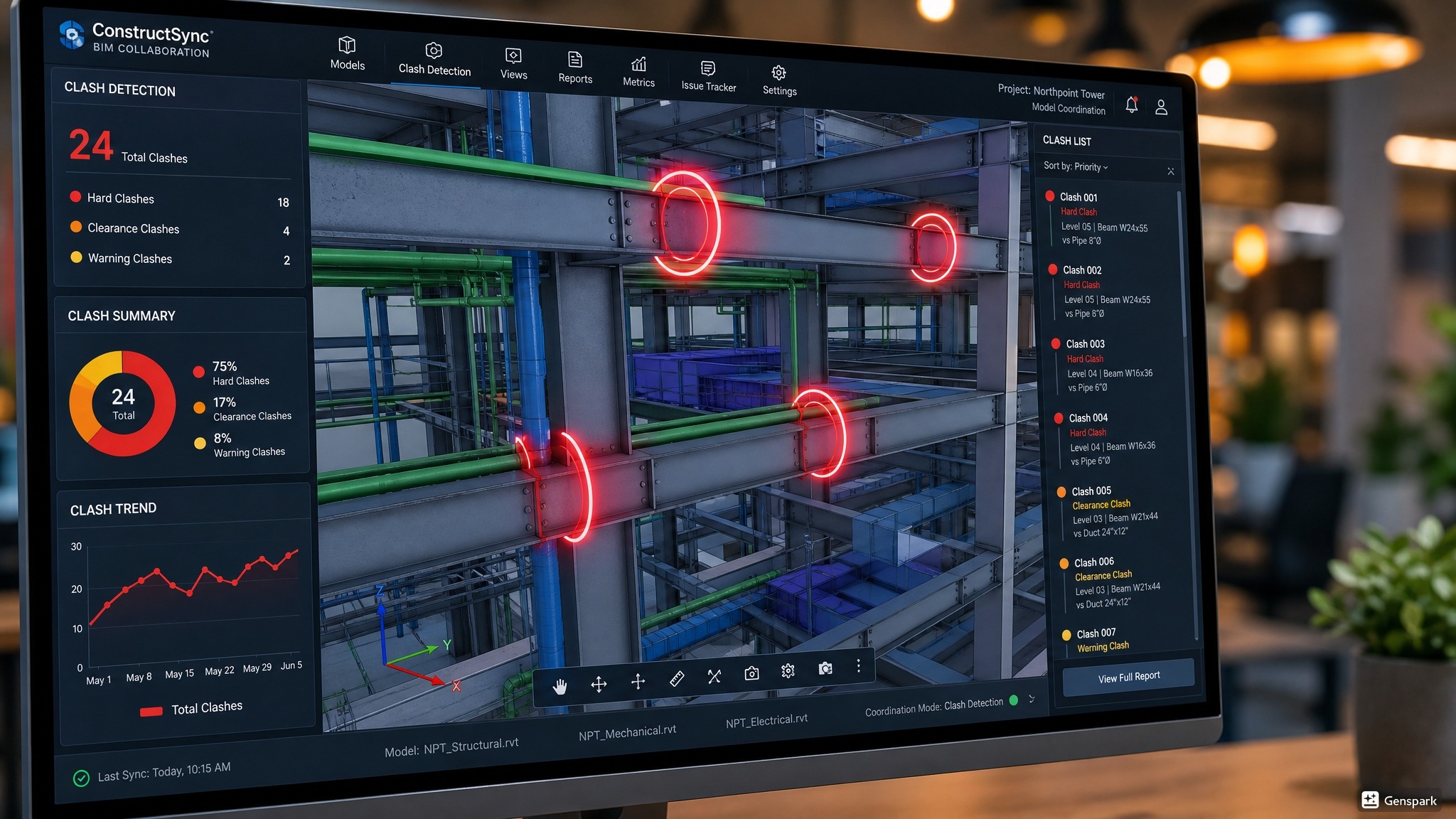 Clash detection done on a project