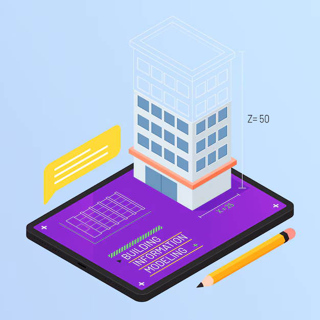 An image of a digital representation of a BIM model showcasing an architectural structure.