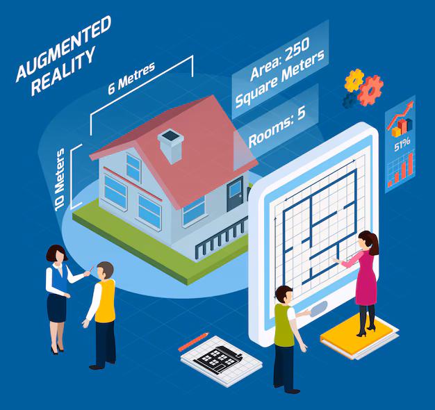 An image of a home design visualised in augmented reality with 3D furniture and layout.